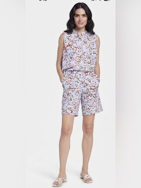 NYDJ womens Mandarin Blouse & Short Set